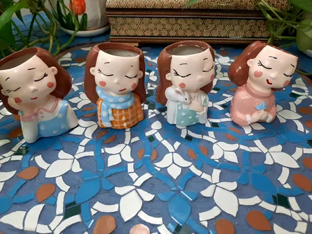 گلدان طرح دختران کاکتوس کد ck111 مجموعه ۴ عددی