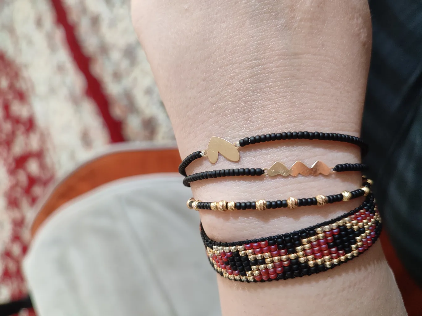 دستبند طلا 18 عیار دخترانه مدل قلب در قلب