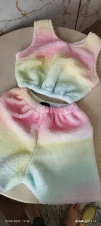 ست نیم تنه و شلوارک زنانه مدل آبرنگی