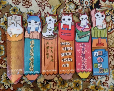 نشانگر کتاب باروچین مدل گربه های ژاپنی کد bk-21 بسته 6 عددی