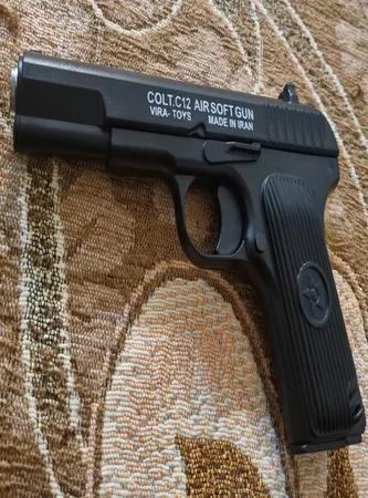 تفنگ بازی ناب سل مدل  کلت تیر ابری ایرسافت گان c12 metal