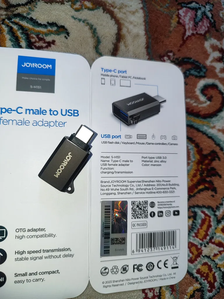 مبدل USB-C به USB جوی روم مدل Female Adapter