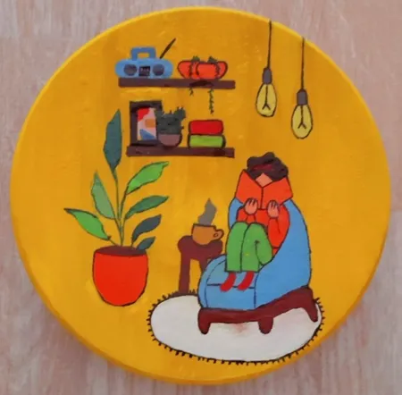 بشقاب دیوارکوب سفالی خام کد G15 بسته 10 عددی