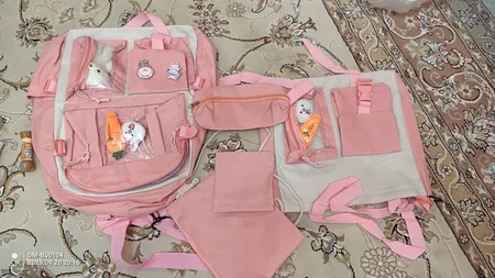 کوله پشتی مدل خرگوش و هویج فانتزی به همراه کیف غذا و کیف دوشی و جامدادی