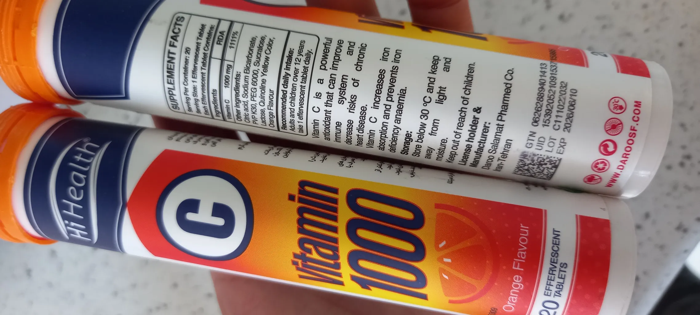 ویتامین C 1000 میلی گرم‌ های Health بسته 20 عددی