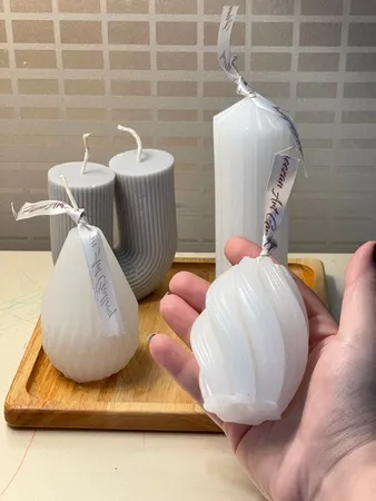 شمع دست ساز مدل شیاردار مجموعه سه عددی