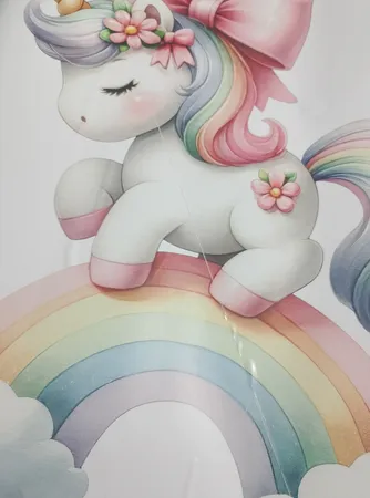 استیکر دیواری کودک راتیانا مدل rainbow unicorn