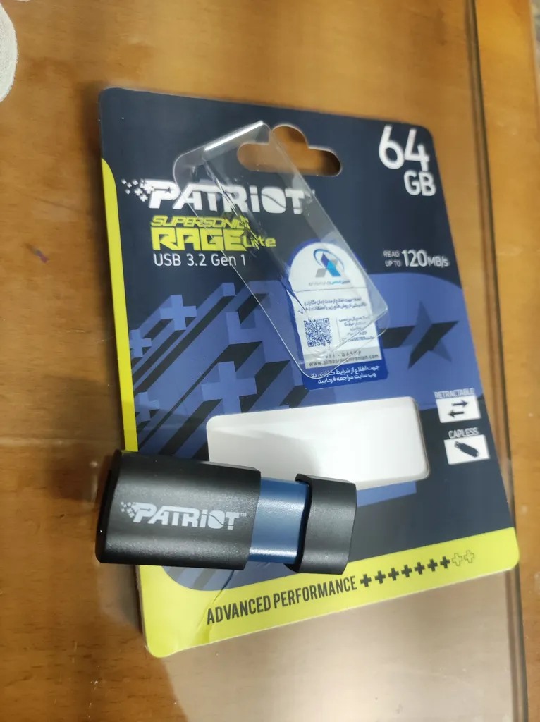 فلش مموری پتریوت مدل Patriot RAGE LITE 64GB USB 3.2 FLASH DRIVE ظرفیت 64 گیگابایت
