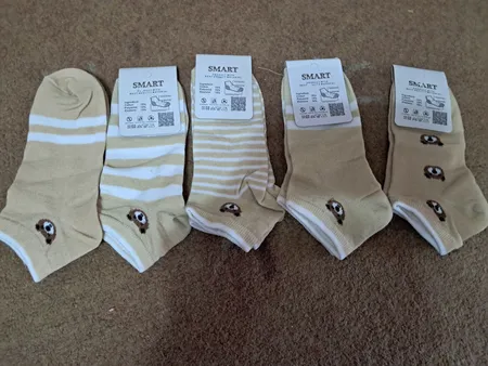 جوراب زنانه مدل خرسی مجموعه 5 عددی