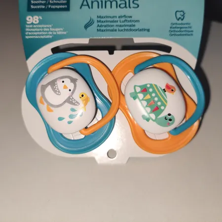 پستانک ارتودنسی اونت طرح لاکپشت و پنگوئن مدل scf 080/07 بسته 2 عددی