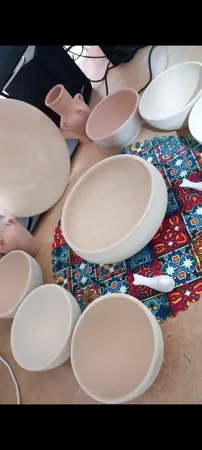 ست 12 تکه هفت سین سفالی خام مدل گرد کد H1003