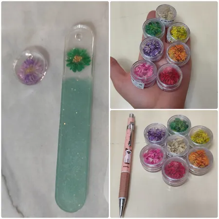 گل خشک چلیپا مدل رزین اپوکسی بسته 7 عددی