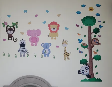 استیکر دیواری کودک باروچین مدل حیوانات بازیگوش مجموعه 21 عددی