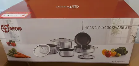 سرویس قابلمه و تابه 9 پارچه استیل جی فی نی مدل 09