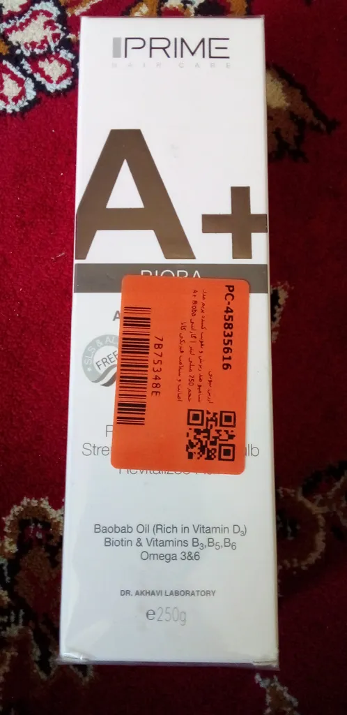 شامپو ضد ریزش و تقویت‌کننده پرایم مدل A+ Bioba حجم 250 میلی‌لیتر