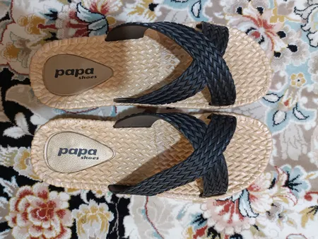 دمپایی زنانه پاپا مدل حصیری کد K1-BK