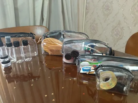 کیف لوازم آرایش زنانه مدل شفاف مکعبی sayas M1234 مجموعه 4 عددی