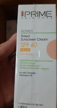 کرم ضدآفتاب رنگی پرایم مدل Acnex SPF60، مناسب پوست‌های چرب، حجم 40 میلی‌لیتر