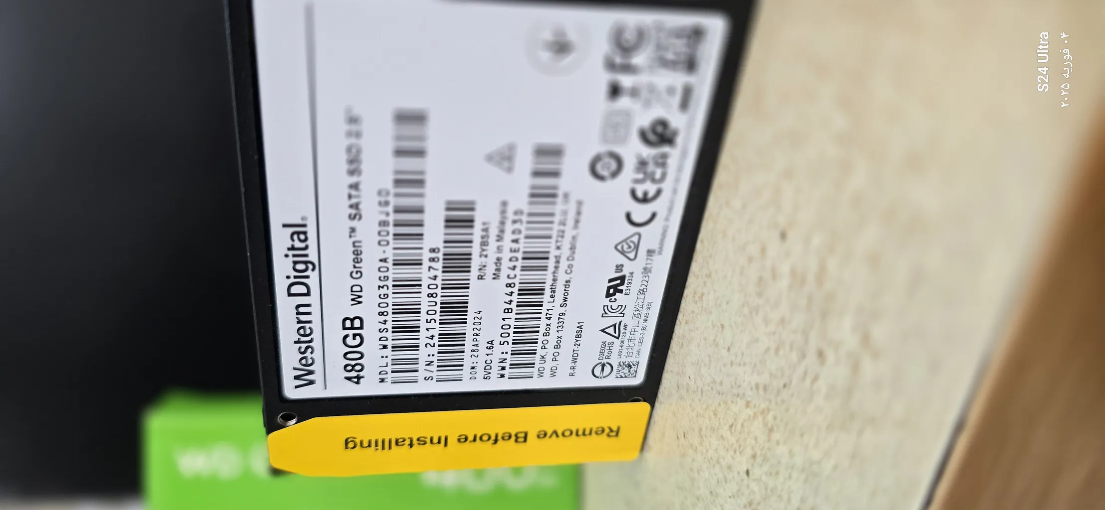 اس اس دی اینترنال SATA III وسترن دیجیتال مدل Green ظرفیت 480 گیگابایت