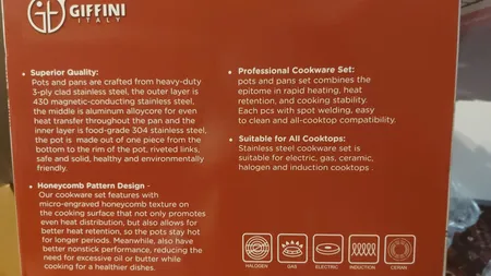 سرویس قابلمه و تابه 9 پارچه استیل جی فی نی مدل 09