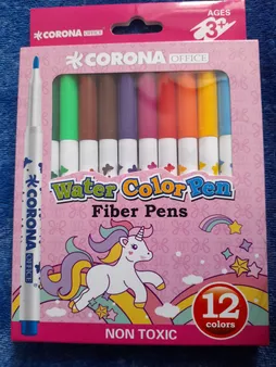 ماژیک رنگ آمیزی 12 رنگ کرونا مدل WATER COLOR PEN کد WH6996-12P