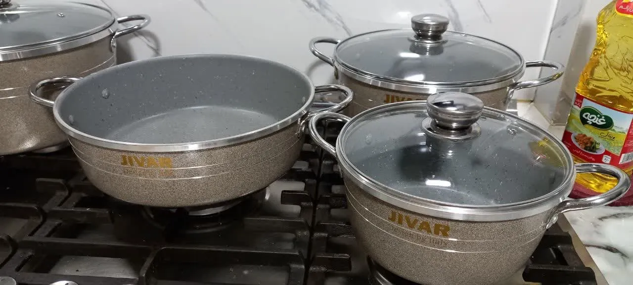 سرویس پخت و پز 7 پارچه ژیوار مدل دسته استیل