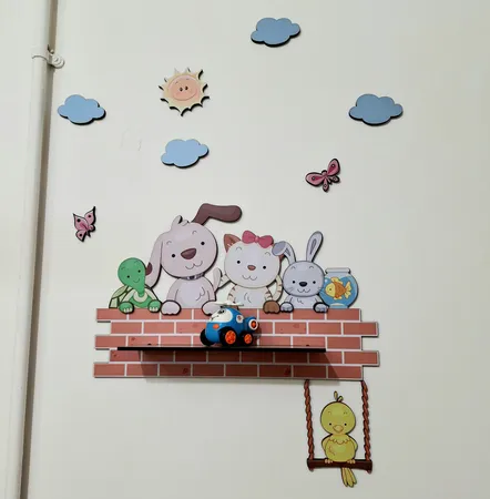 شلف دیواری اتاق کودک باروچین مدل دیوار حیوانات کد sh-24