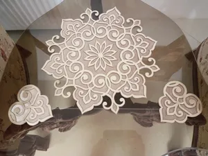 تجریه خرید ست رومیزی سه تکه طرح ستاره کد Ro560/SET-GOLAL/6ug به همراه زیرلیوانی