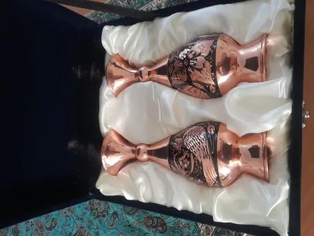 گلدان مسی مدل الماس تراش کد JR-20 بسته 2 عددی