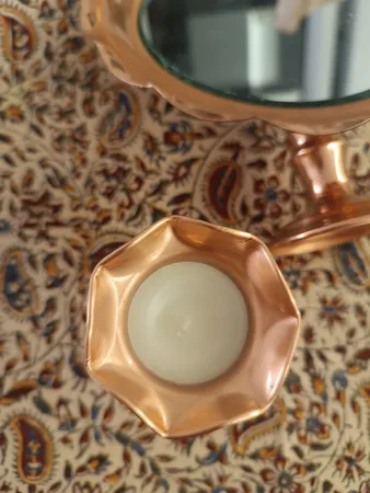 آینه و شمعدان مسی مدل 105 مجموعه 3 عددی