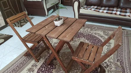 میز و صندلی تاشو سفری مدل چوبی بسته 3 عددی