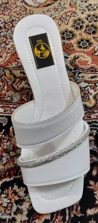 صندل زنانه سیی مدل شاین نگین دار کد 2093.1