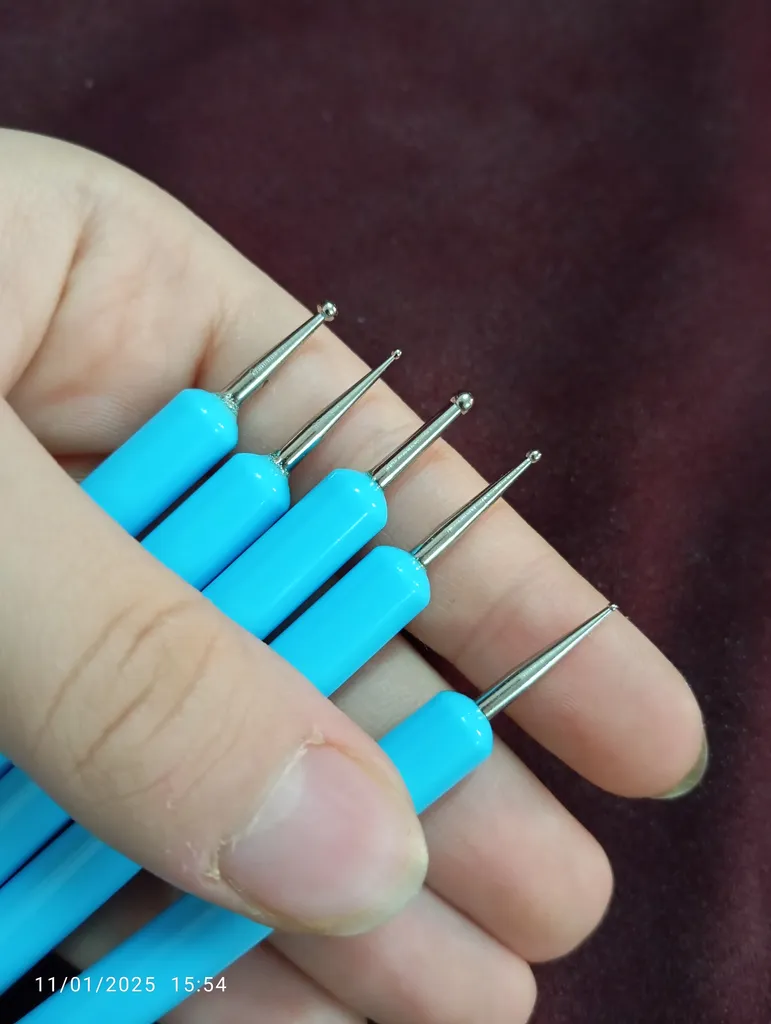 ابزار تزیین فوندانت به گز مدل قلم داتینگ و پیکر تراشی طرح دو طرفه مجموعه 5 عددی