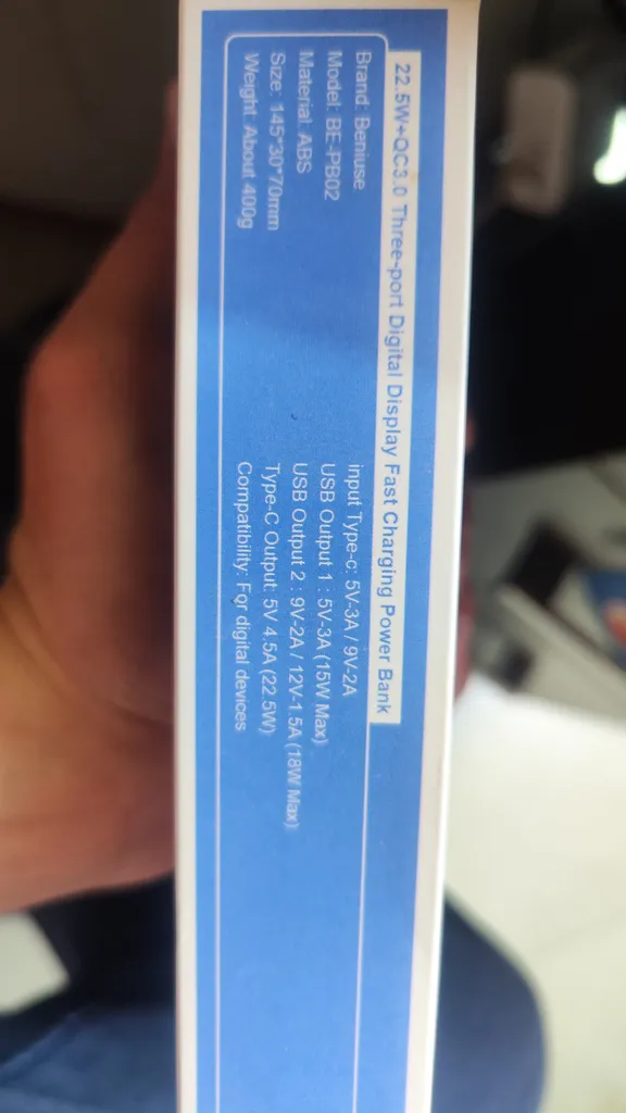 پاوربانک بنیوس مدل BE-PB02 ظرفیت 20000 میلی آمپر ساعت