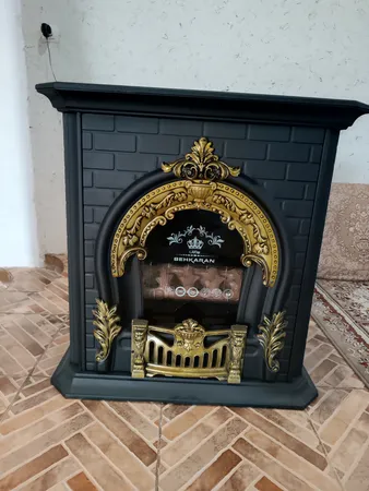 بخاری گازی بهکاران مدل شومینه گارد دار طرح پرنس کد T-28000