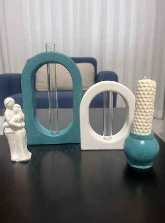 ست ۴ تکه دکوری گلدان و جاشمعی بتنی مدل آلا