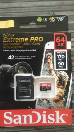 کارت حافظه microSDXC سن دیسک مدل Extreme PRO کلاس A2 استاندارد UHS-I U3 سرعت 170MBs ظرفیت 64 گیگابایت به همراه آداپتور SD