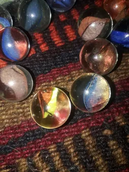 تیله شیشه ای مداد چوبی مدل چند رنگ بسته 100 عددی