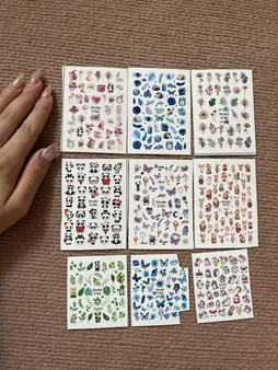 برچسب لنز ناخن مدل فانتزی کیوت کد N46-72 مجموعه 9 عددی