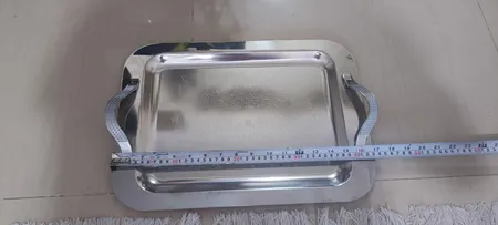 سینی استیل مدل دسته تسمه ای مستطیل