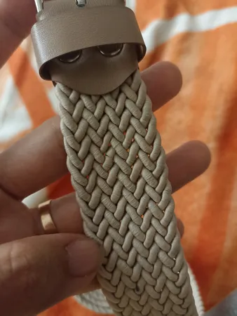 کمربند زنانه مدل کنفی رنگ کرم