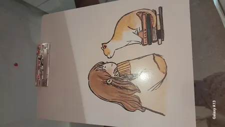 تخته شاسی طرح فانتزی دختر و گربه کد 2535019 سایز A4