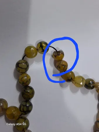 تسبیح نقره جات بافندگان مدل سنگ عقیق شجر خزه ای کد 20