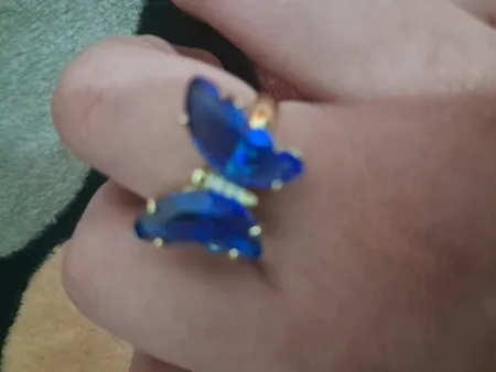 انگشتر دخترانه مدل پروانه کریستالی 148 رنگ آبی