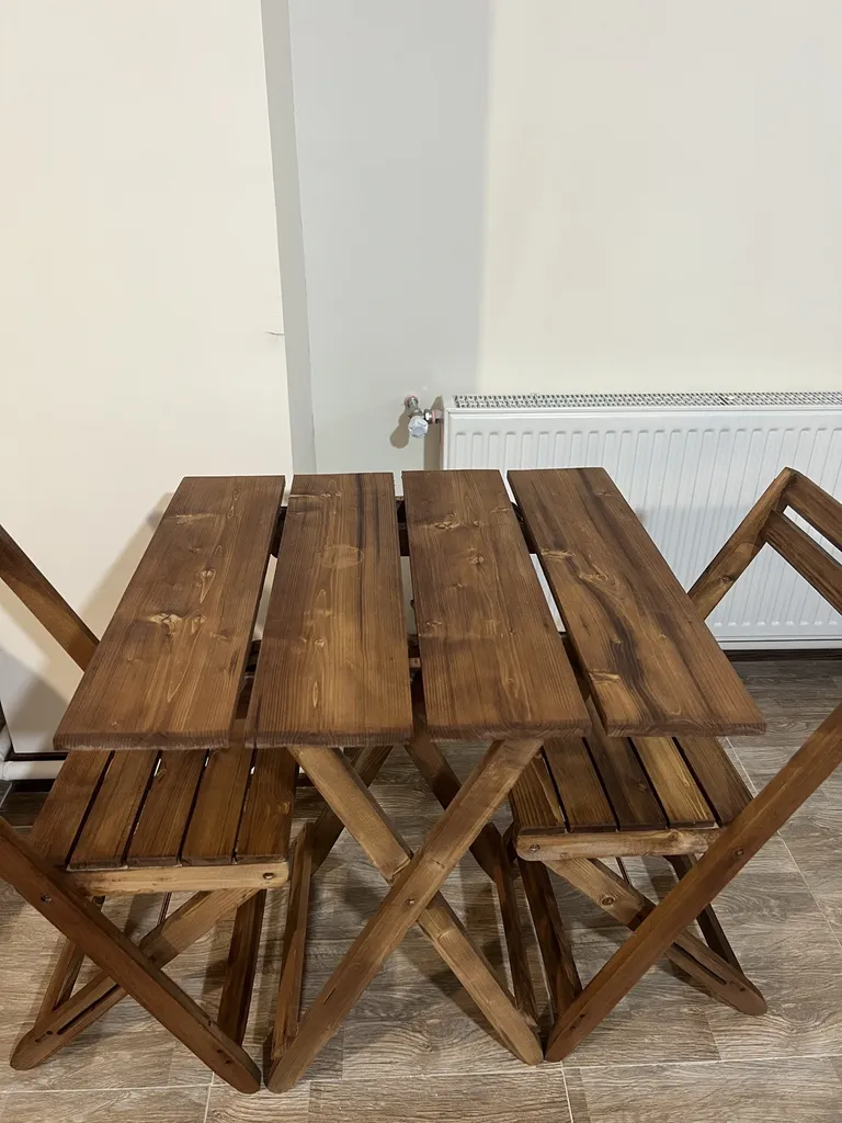 میز و صندلی ناهاخوری 2 نفره مدل تاشو چوبی