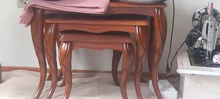 میز عسلی ویانا مدل کلاسیک کد 170GHK مجموعه 3 عددی