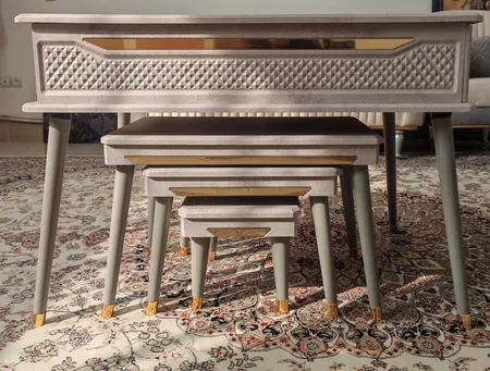 میز جلومبلی میز چوب مدل لاکچری مجموعه 4 عددی