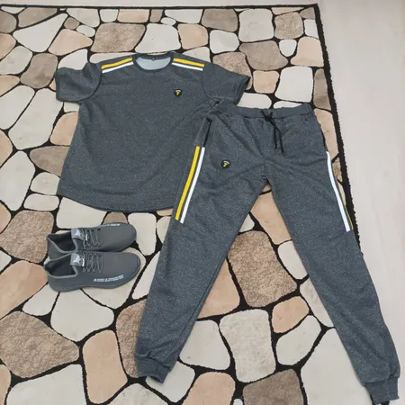 ست تی شرت آستین کوتاه و شلوار ورزشی مردانه مدل گرد کد T1