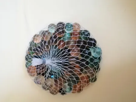 تیله شیشه ای گلدونه مدل آبی بسته 100 عددی