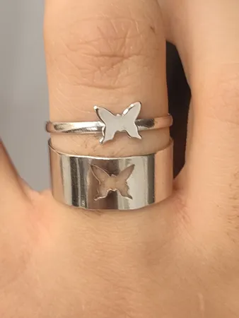 انگشتر زنانه مدل پروانه ای مکمل مجموعه 2 عددی